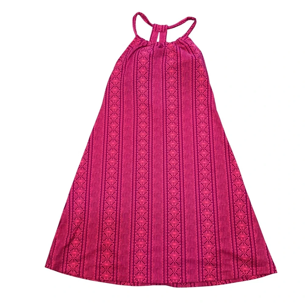 Prana Quinn Dress Fuchsia pink lace Geometric Print Racerback Women's Size Small